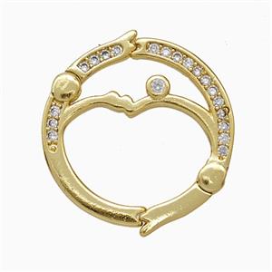 Copper Carabiner Clasp Pave Zirconia Gold Plated, approx 19-20mm