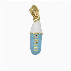 Pill Charms Copper Pendant Blue Enamel Gold Plated, approx 5-15mm