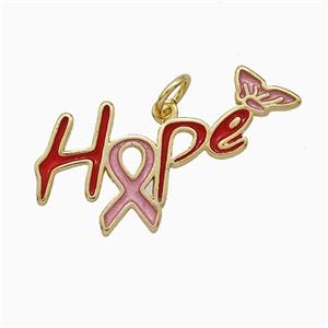 Copper Hope Pendant Enamel Awareness Robbons Gold Plated, approx 12-26mm