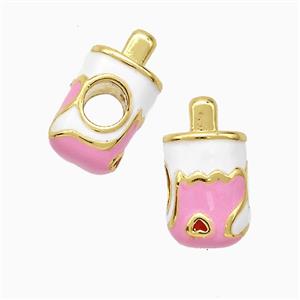 Copper Ice Cream Beads Enamel Large Hole Gold Plated, approx 8-15.5mm, 4mm hole