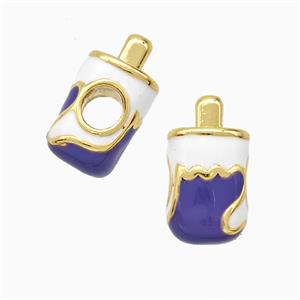 Copper Ice Cream Beads Enamel Large Hole Gold Plated, approx 8-15.5mm, 4mm hole