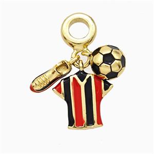 Shoe And Football Sports Shirt Charms Copper Pendant Enamel Gold Plated, approx 3-10mm, 7mm dia