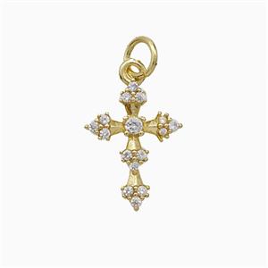 Copper Cross Pendant Pave Zirconia Gold Plated, approx 11-15mm