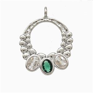 Copper Pendant Micropave Zirconia Platinum Plated, approx 16-17mm