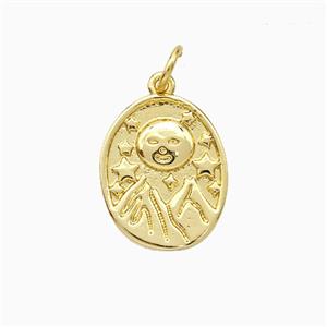 Copper Mountain And Sun Pendant Gold Plated, approx 13-15mm