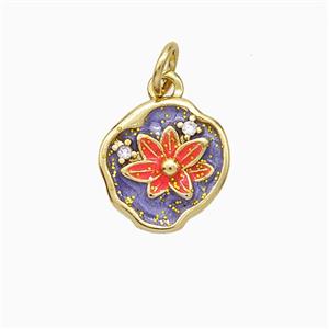 Copper Flower Pendant Painted Gold Plated, approx 11-12mm