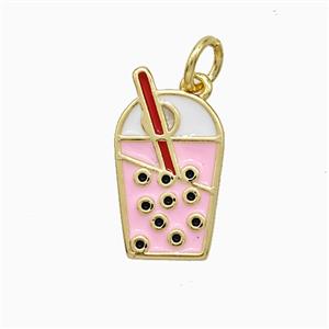 Ice Cream Bottle Drink Cup Charms Copper Pendant Enamel Gold Plated, approx 9-16mm