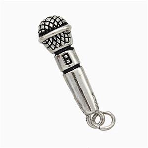 Microphone Charms Copper Pendant Antique Silver, approx 8-22mm