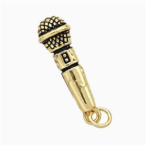 Microphone Charms Copper Pendant Antique Gold, approx 8-22mm