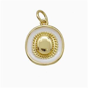 Copper Hat Pendant White Enamel Gold Plated, approx 13-14mm