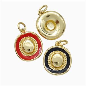 Copper Hat Pendant Enamel Gold Plated Mixed, approx 13-14mm