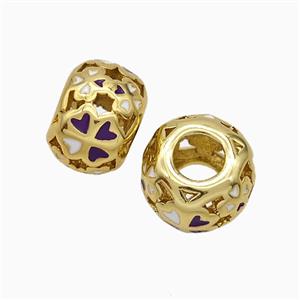 Copper Rondelle Beads Enamel Large Hole Gold Plated, approx 8-11mm, 5mm hole