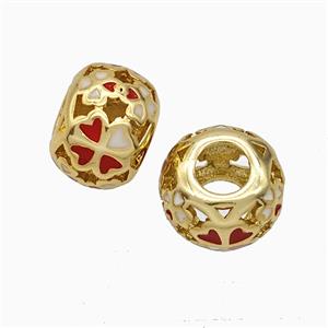 Copper Rondelle Beads Enamel Large Hole Gold Plated, approx 8-11mm, 5mm hole