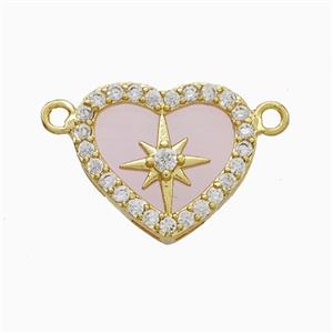 Copper Heart Pendant Pave Zirconia Resin Star 2loops Gold Plated, approx 16mm
