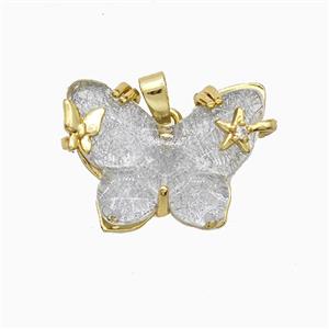 Silver Resin Butterfly Pendant Copper Star Pave Zirconia Gold Plated, approx 20-26mm