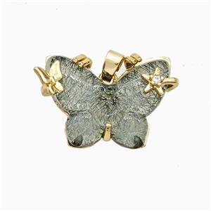 Resin Butterfly Pendant Copper Star Pave Zirconia Gold Plated, approx 20-26mm