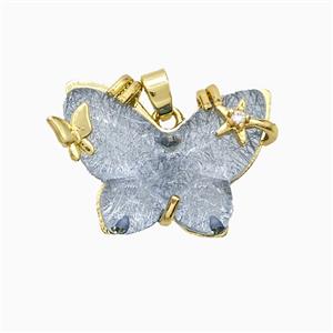 Grayblue Resin Butterfly Pendant Copper Star Pave Zirconia Gold Plated, approx 20-26mm