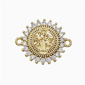 Jesus Charms Copper Connector Pave Zirconia 18K Gold Plated, approx 17mm