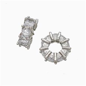 Copper Heishi Beads Pave Zirconia Platinum Plated, approx 11mm