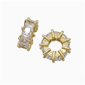 Copper Heishi Beads Pave Zirconia Gold Plated, approx 11mm