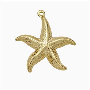 Copper Starfish Pendant Hammered Gold Plated, approx 30mm