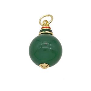 Green Dye Jade Beads Round Copper Gold Plated, approx 10-15mm