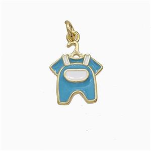 Childrens Clothes Charms Copper Pendant Blue Enamel Gold Plated, approx 10-12mm