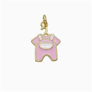 Childrens Clothes Charms Copper Pendant Pink Enamel Gold Plated, approx 10-12mm