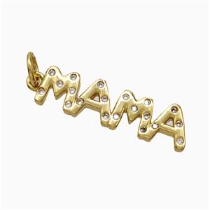 Copper MAMA Pendant Pave Zirconia Gold Plated, approx 6.5-22mm