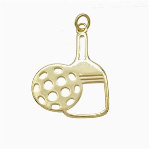 Pickleball Paddle Charms Copper Pendant Sports Gold Plated, approx 20-25mm