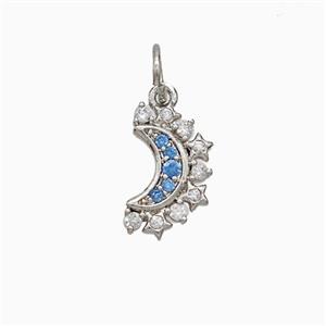 Copper Moon Pendant Pave Zirconia Platinum Plated, approx 7-11mm