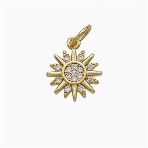 Copper Sun Pendant Pave Zirconia Gold Plated, approx 10mm