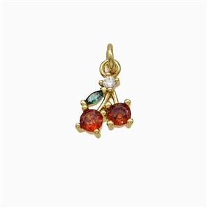 Copper Cherry Pendant Pave Zirconia Gold Plated, approx 8mm