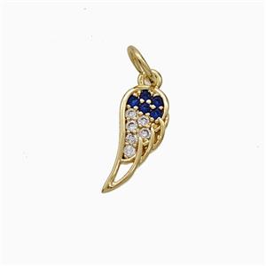 Copper Angel Wings Pave Zirconia Gold Plated, approx 5.5-12mm