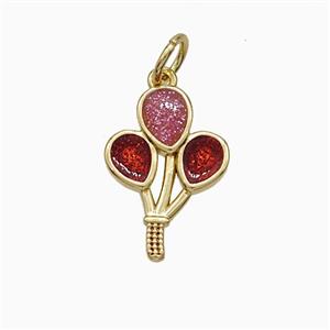 Copper Cherry Pendant Painted Gold Plated, approx 11-15mm