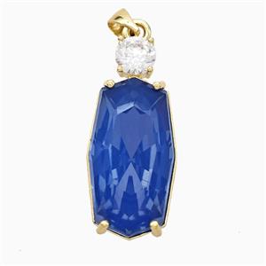 Royalblue Crystal Glass Oval Pendant Copper Gold Plated, approx 13-30mm