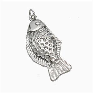 Copper Fish Pendant Hammered Platinum Plated, approx 16-30mm