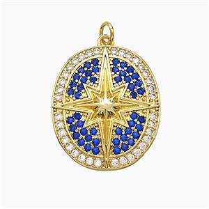 Copper Northstar Pendant pave Zirconia Gold Plated, approx 22-25mm