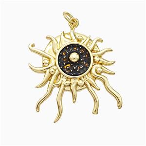 Copper Sun Pendant Painted Gold Plated, approx 24-26mm
