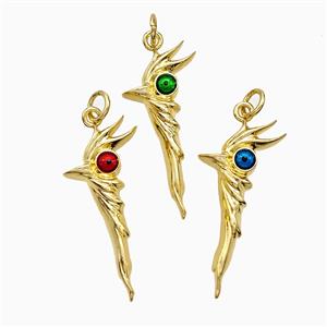 Walking Stick Charms Copper Pendant Painted Evil Eye Gold Plated Mixed, approx 13-28mm