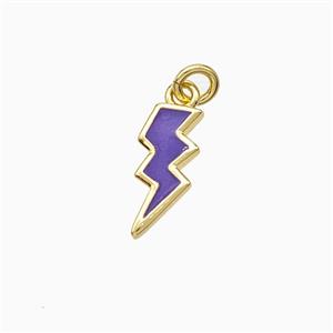 Copper Lightning Pendant Puprle Enamel Gold Plated, approx 5-12mm