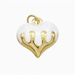 Copper Heart Pendant White Enamel Gold Plated, approx 15mm