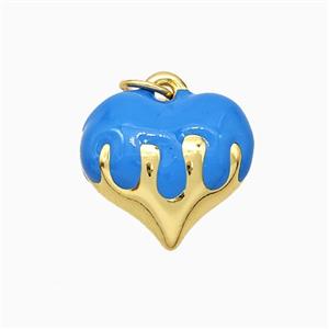 Copper Heart Pendant Blue Enamel Gold Plated, approx 15mm