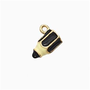Pencil Charms Copper Pendant Black Enamel Gold Plated, approx 6-11mm
