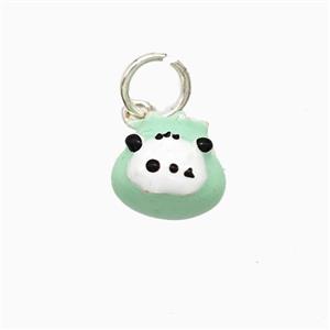 Copper Animal Pendant Green Enamel Platinum Plated, approx 10-11mm