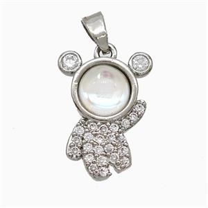 Copper Astronaut Pendant Pave Zirconia Resin Platinum Plated, approx 12-17mm