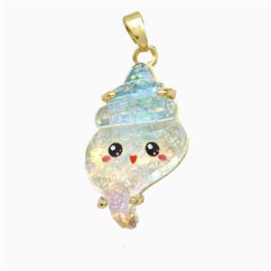 Conch Shell Charms Acrylic Pendant Copper Platinum Plated, approx 14-24mm