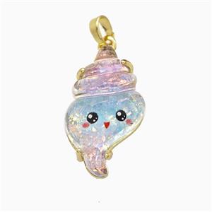 Conch Shell Charms Acrylic Pendant Copper Platinum Plated, approx 14-24mm