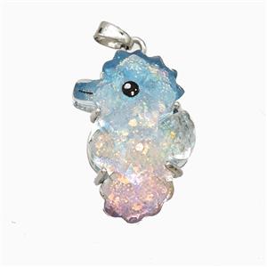 Acrylic Seahorse Pendant Copper Platinum Plated, approx 17-24mm