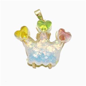 Acrylic Crown Pendant Copper Gold Plated, approx 20-23mm